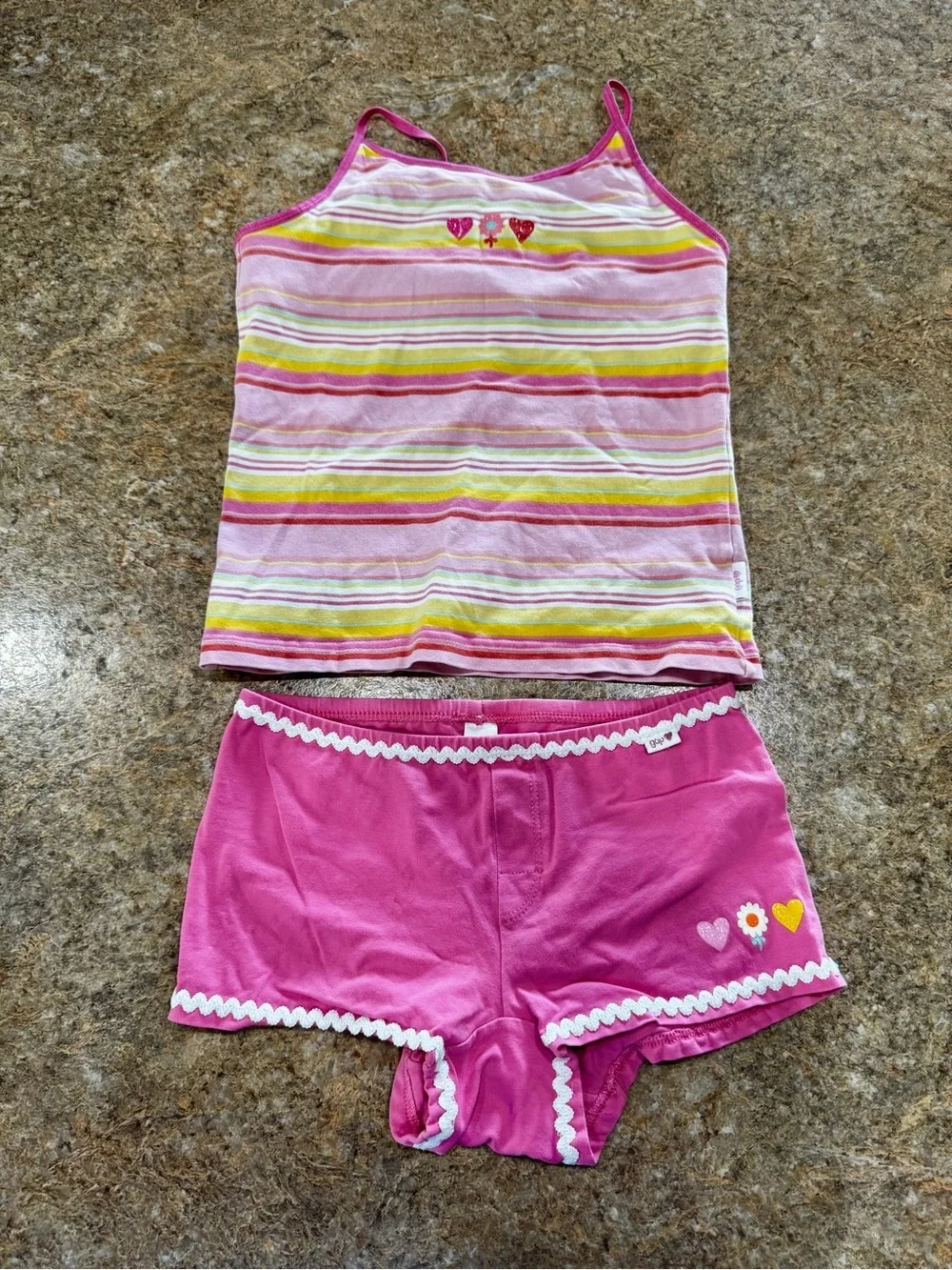 Gap Kids Girls 2 Piece Pajama Set Size L 10 Pink Striped Cami Shorts